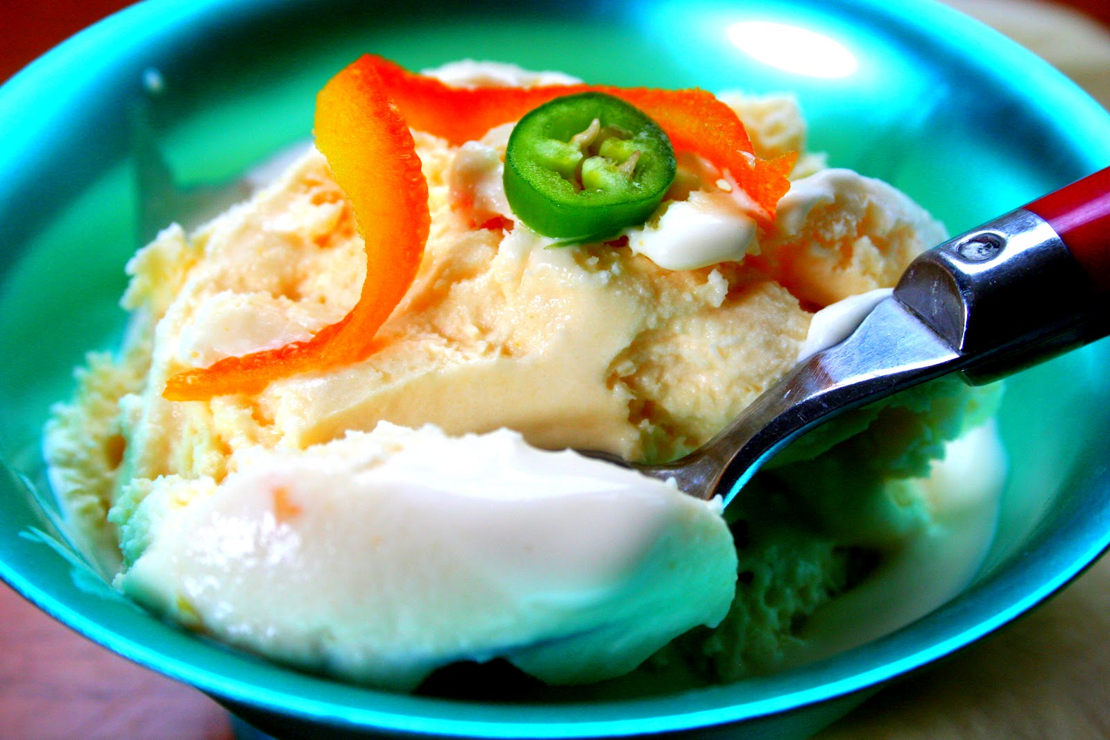 Cheers to Happy Orange Jalapeno ice cream...