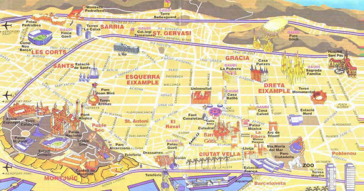 Mapa turístico de Barcelona Dicas de Barcelona e Espanha