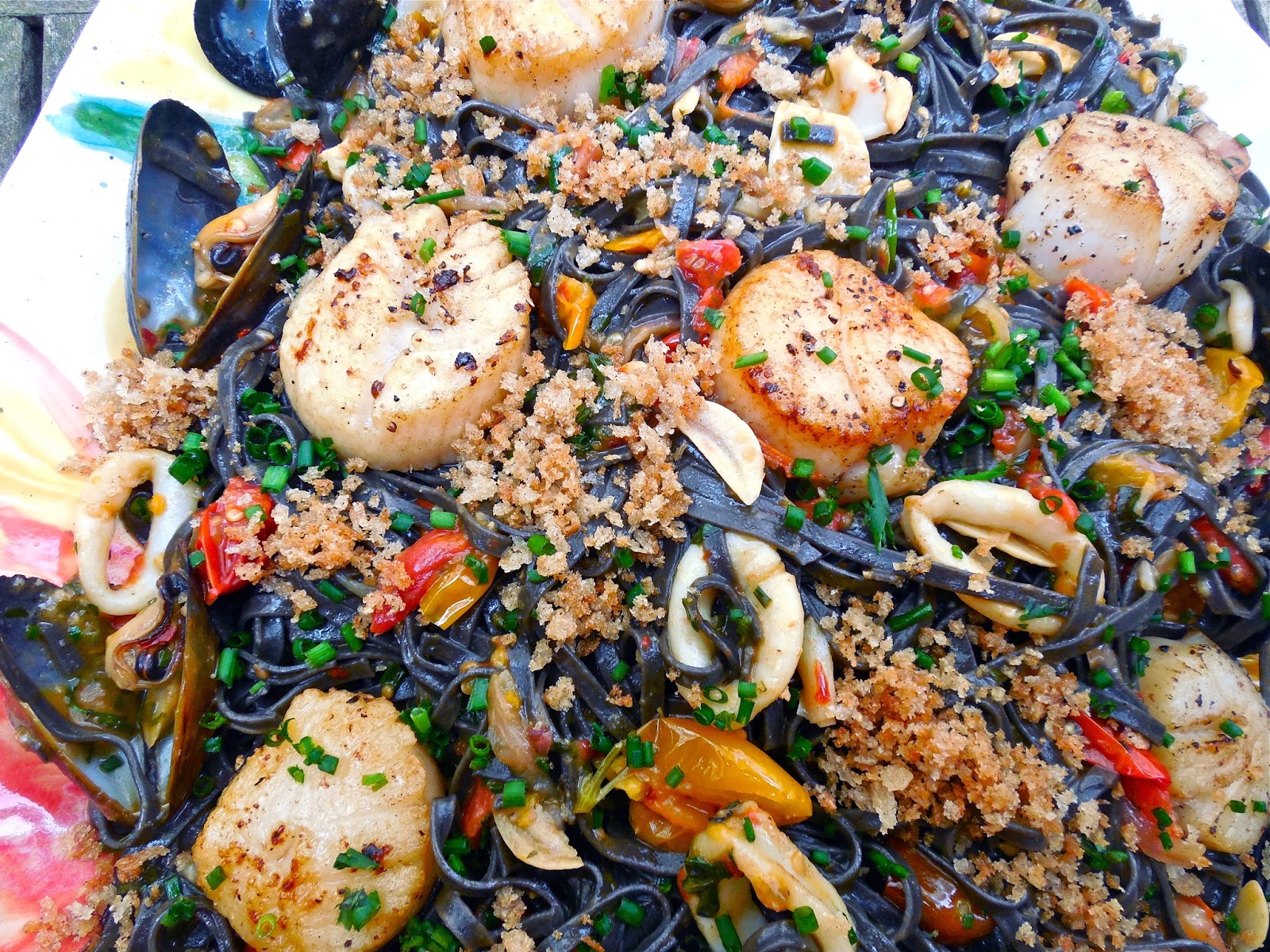 Haute + Heirloom Date Night Squid Ink Pasta with Calamari, Mussels