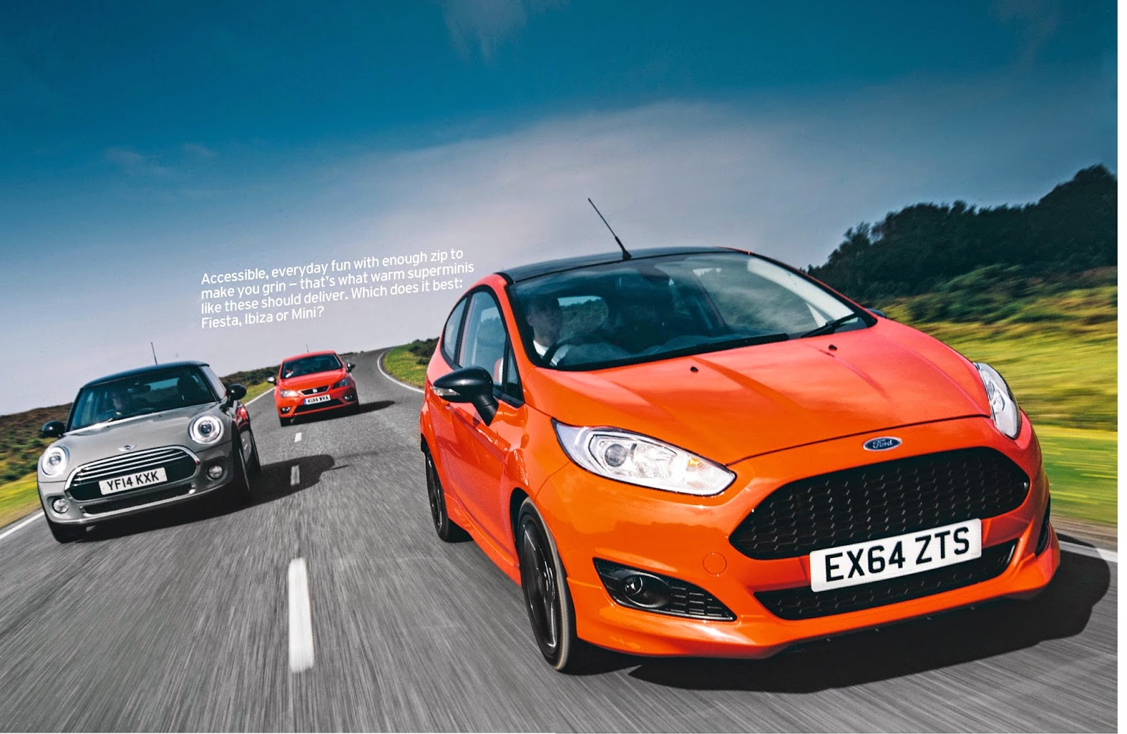 The Seat is longest, the Mini is widest and the Ford is tallest