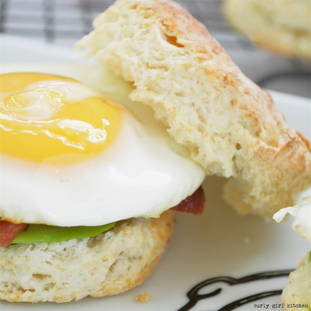 Curly Girl Kitchen Goat Cheese and Chive Biscuit Breakfast Sandwiches