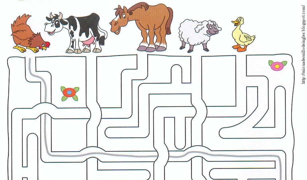 Mi cuadernillo de inglés Laberinto con animales