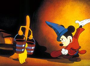 The Sorceror's Apprentice Mickey Mouse ordering around a mop in The Sorcerer's Apprentice sequence of Fantasia 1940 disneyjuniorblog.blogspot.com