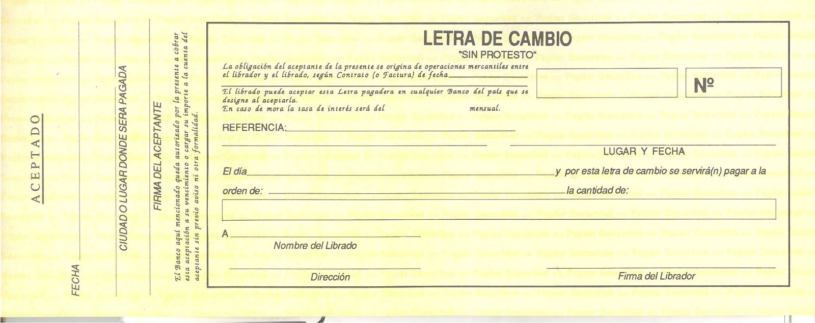 Ejemplares de Trabajos de Seminario Office: Letra de Cambio para Word y