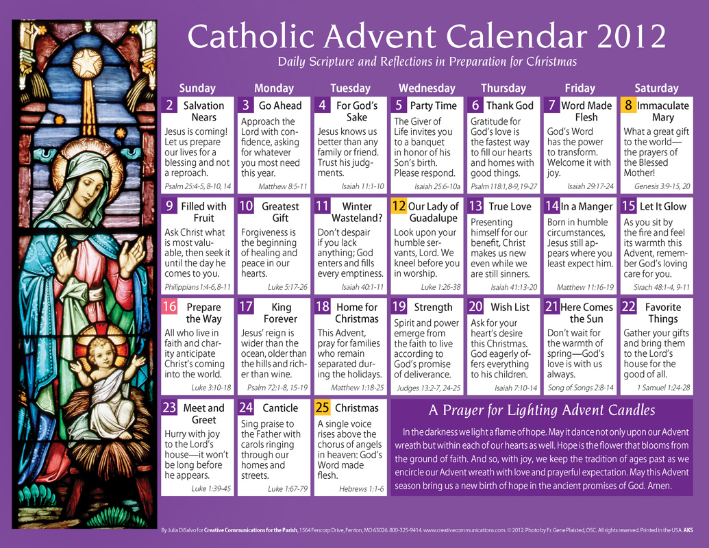 Articles For Heart Mind Soul Catholic Advent Calendar 2012
