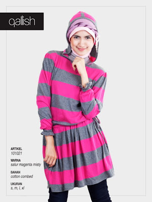 Koleksi Qallish Busana Muslim Salur Magenta Misty