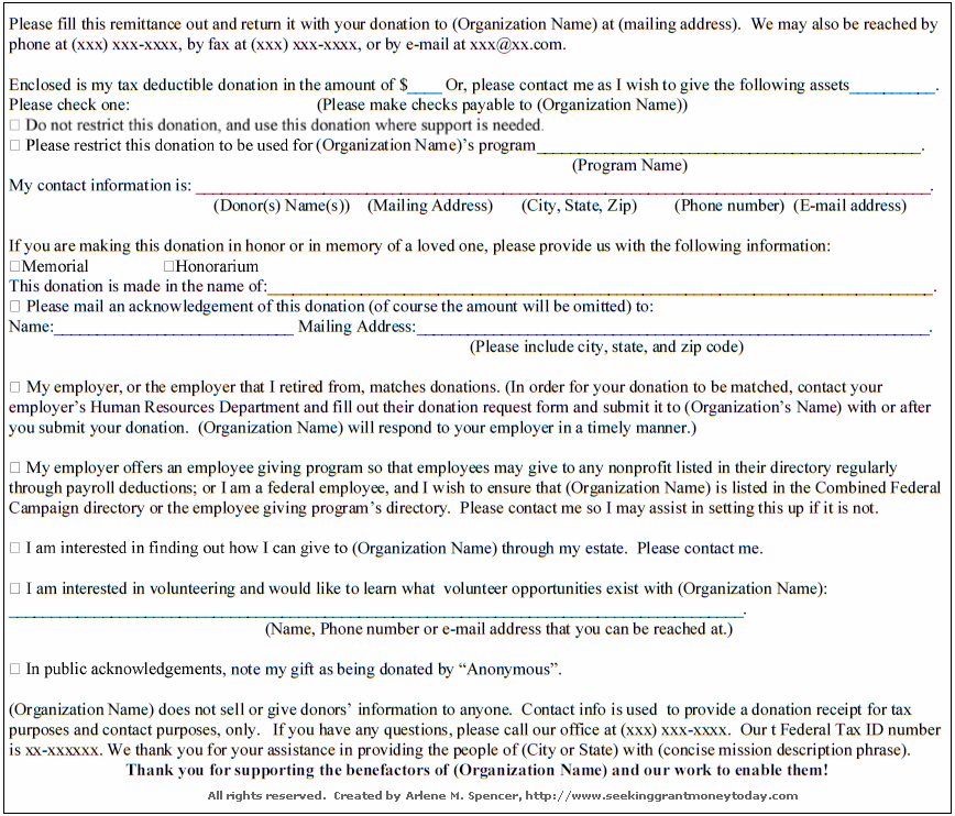 donation request forms template