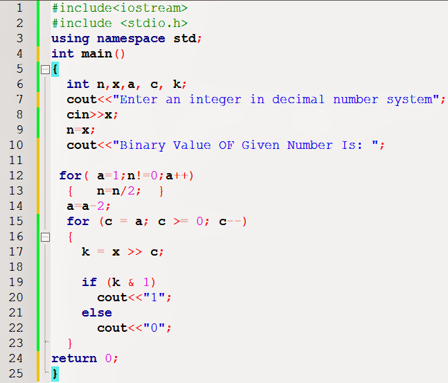 C Program To Convert Integer To Binary Without Loops And Threads