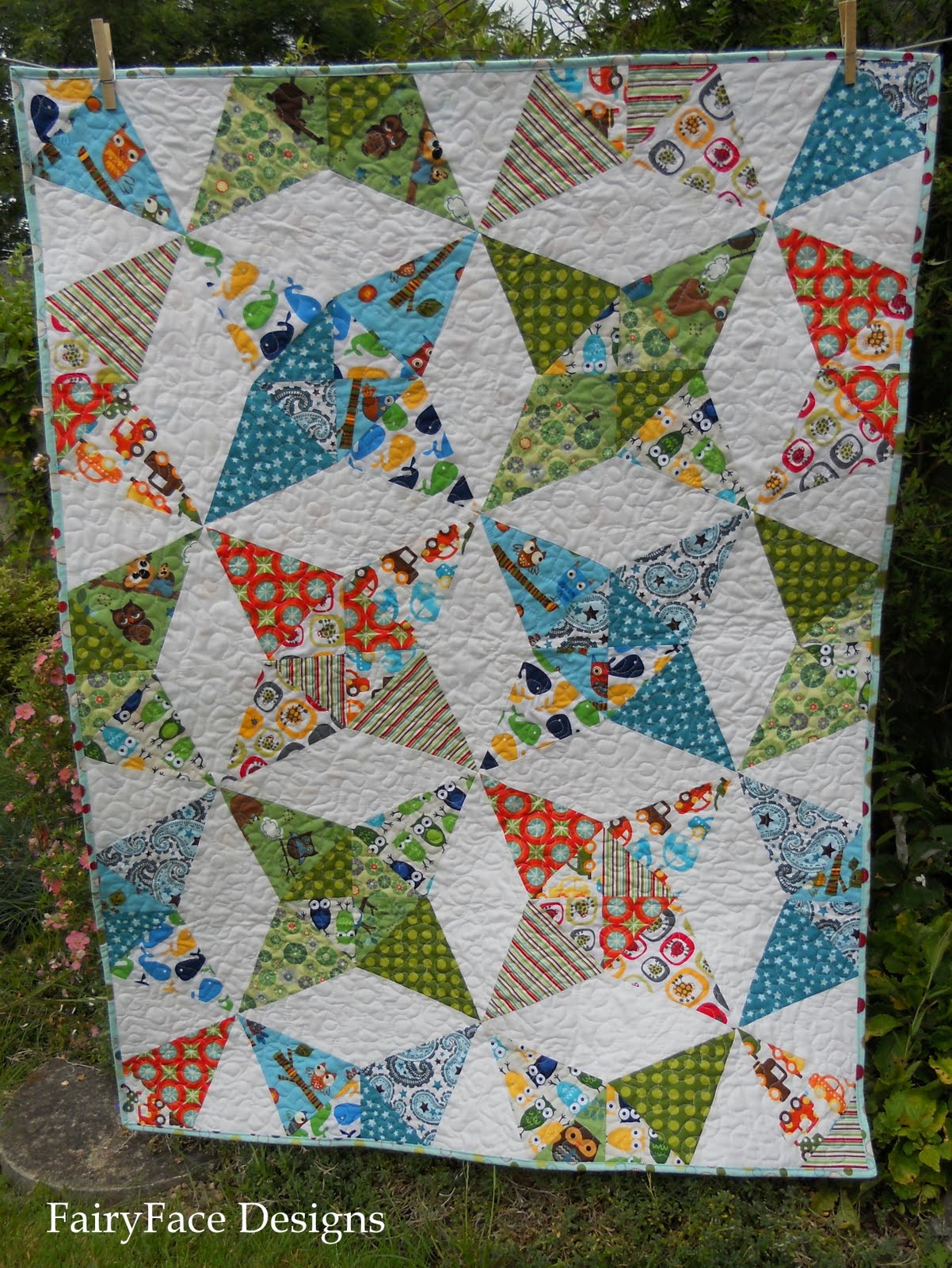 FairyFace Designs Kaleidoscope Quilt Finish!