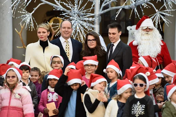 Prince Albert II of Monaco and Princess Charlene of Monaco, Camille Gottlieb and Louis Ducruet attend the Christmas gifts distribution