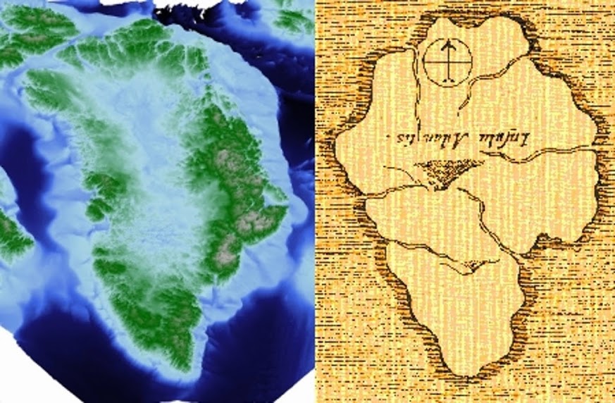 Greenland Bedrock and Paleofluvial Mega-Canyon versus Plato's Atlantis Plain (Kircher)