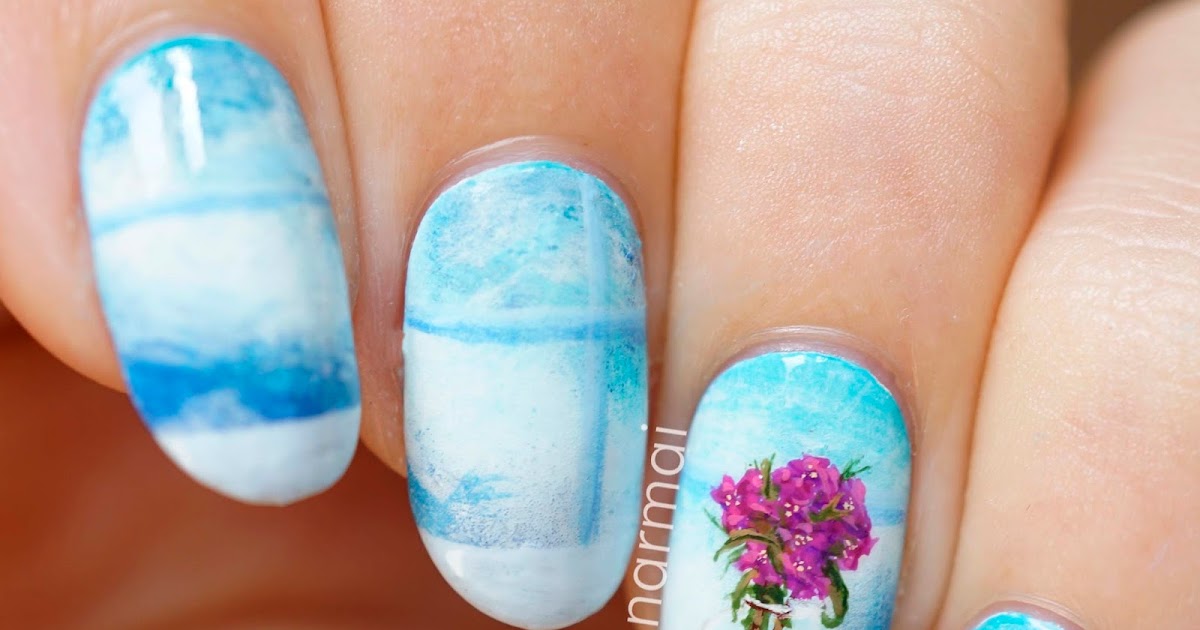 PiggieLuv Freehand glass vase nail art