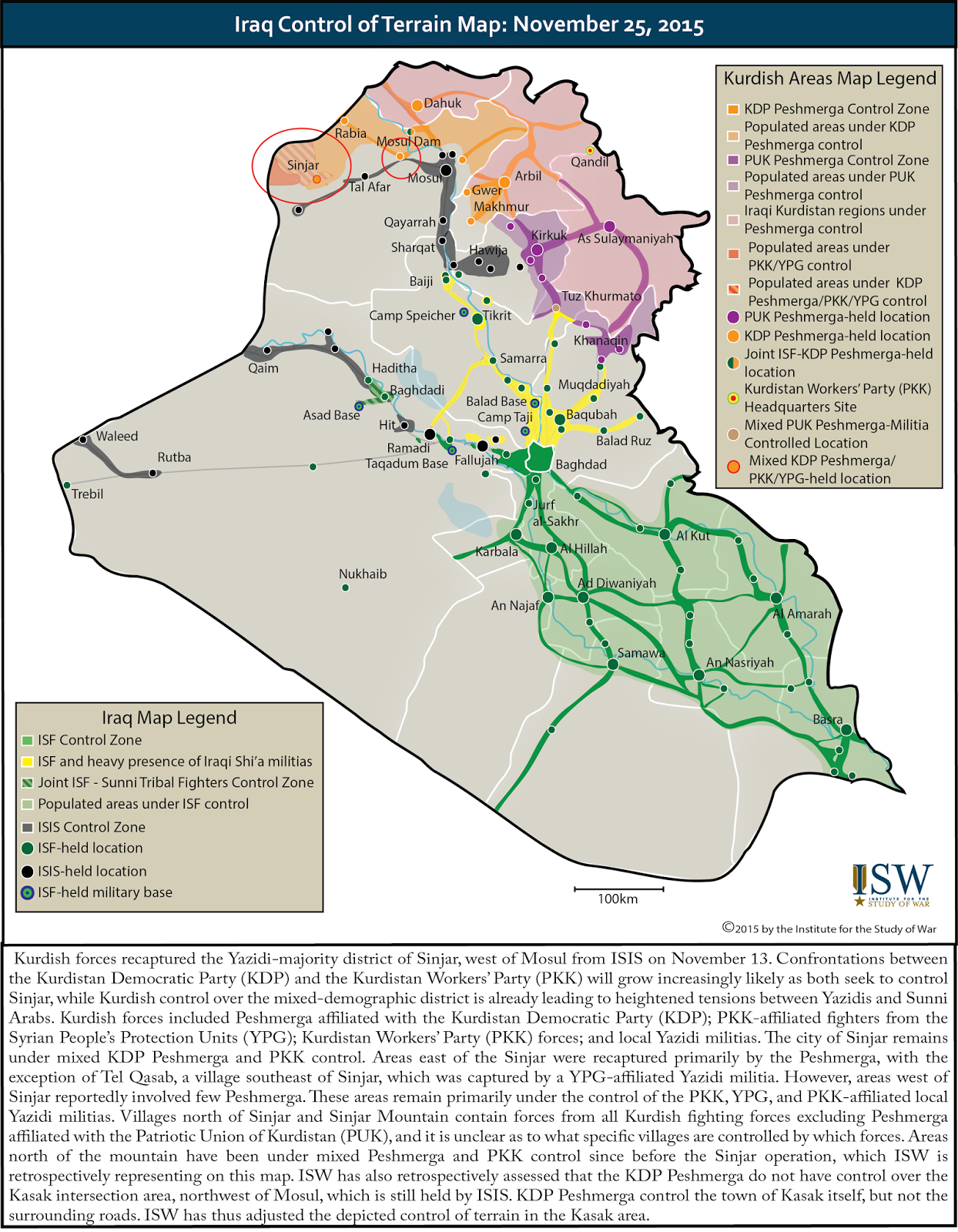 kdp peshmerga control the town of kasak itself but not the surrounding roads isw has thus adjusted the depicted control of terrain in the kasak area