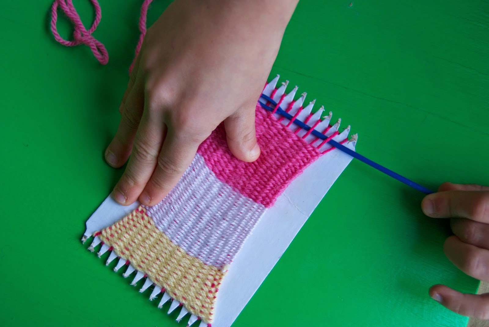 Stonefruit Season: cardboard loom weaving for kids