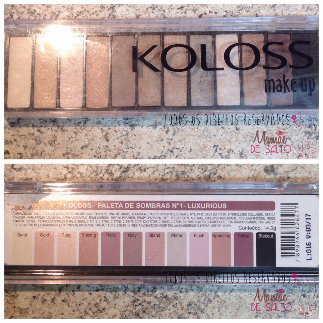 paleta de sombras n1 Luxurius koloss - todos os direitos reservados ao blog Mamãe de Salto