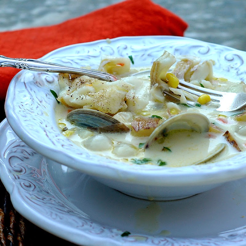 Savoring Time in the Kitchen Clam, Halibut and Sweet Corn Chowder