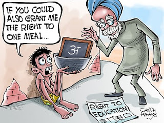 A cartoon downplays the Right to Education Act 