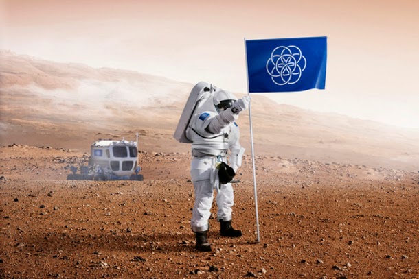 Será esta a bandeira internacional da Terra que iremos colocar em Marte?