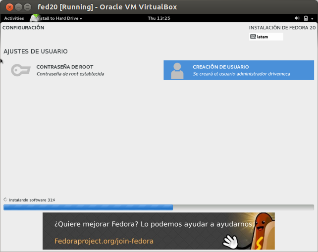 DriveMeca instalando Linux Fedora 20