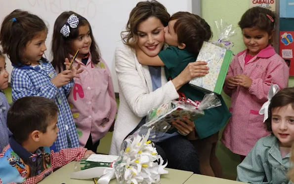 Queen Letizia of Spain attended the opening of the 2015/2016 school year at the college of education and primary school Margues de Santillana