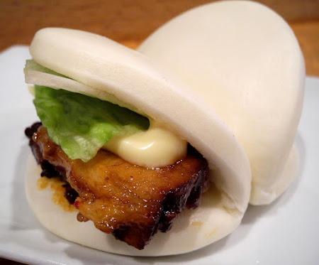 Pork HIRATA BUNS served with lettuce, mayo and Ippudo's spicy sauce