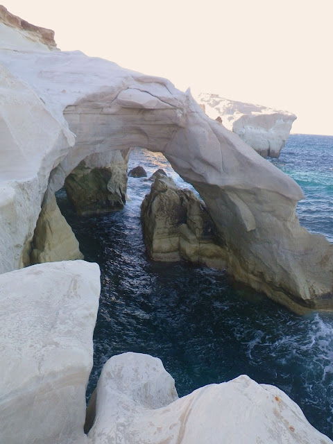 Natural arch in Sarakiniko beach, Milos island