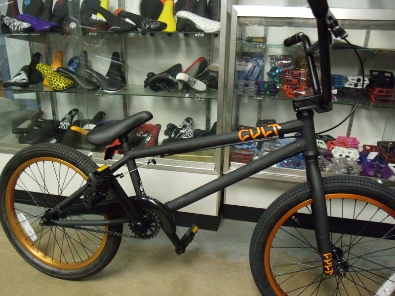 black and orange bmx bike