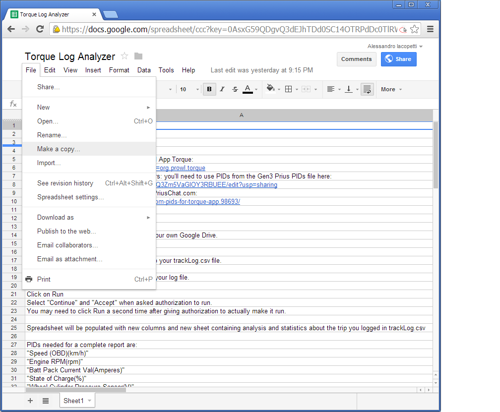 Torque Log Analyzer Use Torque Log Analyzer as a standalone sheet