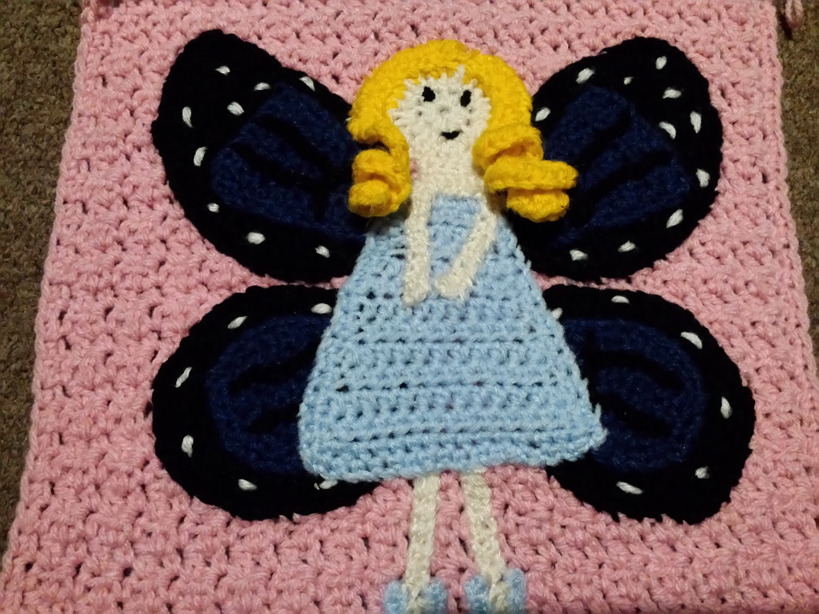 Blooming Lovely WIP Crochet Fairy Garden Blanket Butterfly Fairy