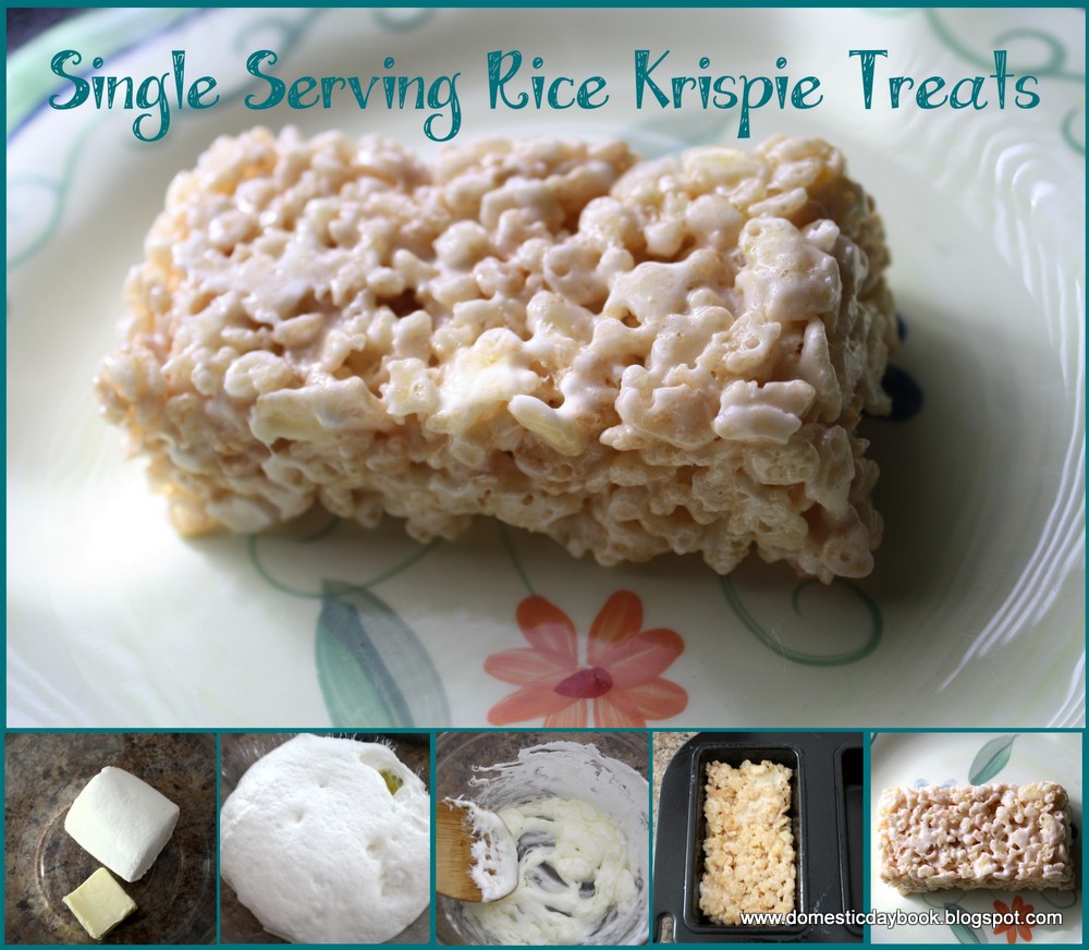 My Domestic Daybook Tuesday's Tip Single Serving Rice Krispie Treat