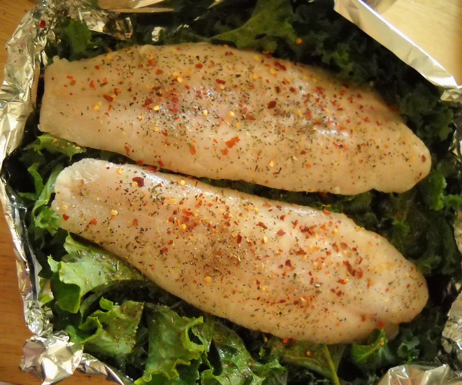 Life, Food, and Cooking Baked White Fish with Kale