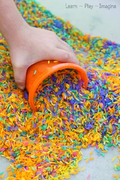 How to make rainbow rice - dyeing rice for art and sensory play