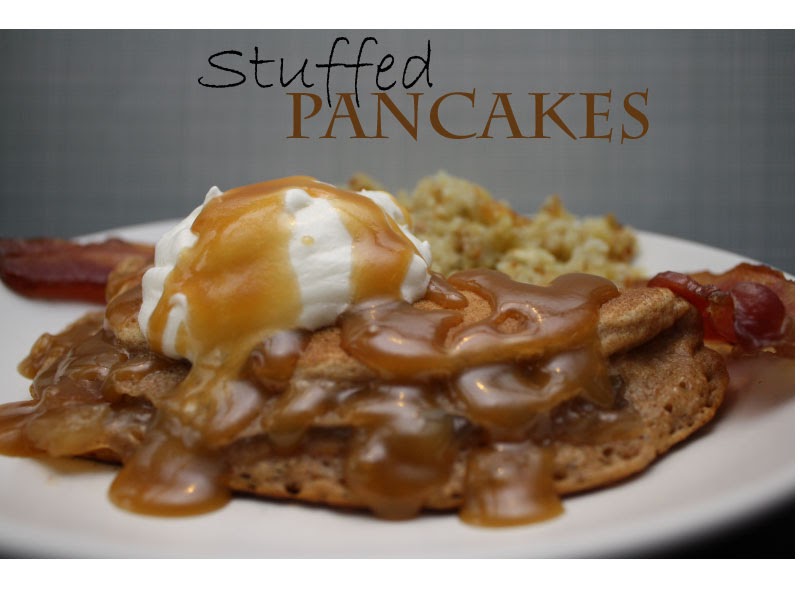 Elizabeth's Daisies Stuffed Pancakes with Caramel Syrup