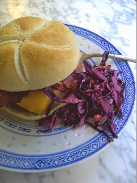 hamburger cheddar coleslaw