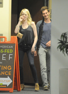 Emma Stone and Andrew Garfield leaving a restaurant in Hollywood