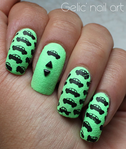 Gelic Nail Art Ncc Presents Car In Black And Green