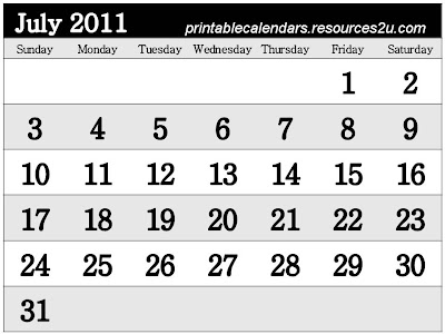July 2011 Calendar on Free July 2011 Calendar