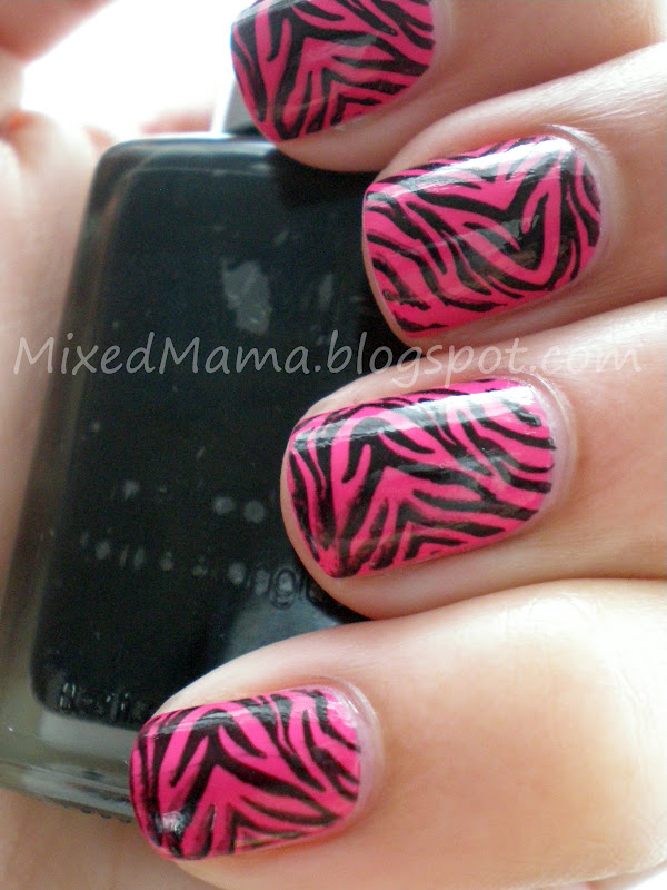 MixedMama Hot Pink Zebra Print Nails