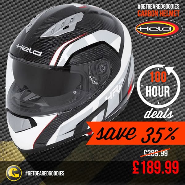 #GetGearedGoodies - Save on Held Carbon motorcycle Helmet - www.GetGeared.co.uk