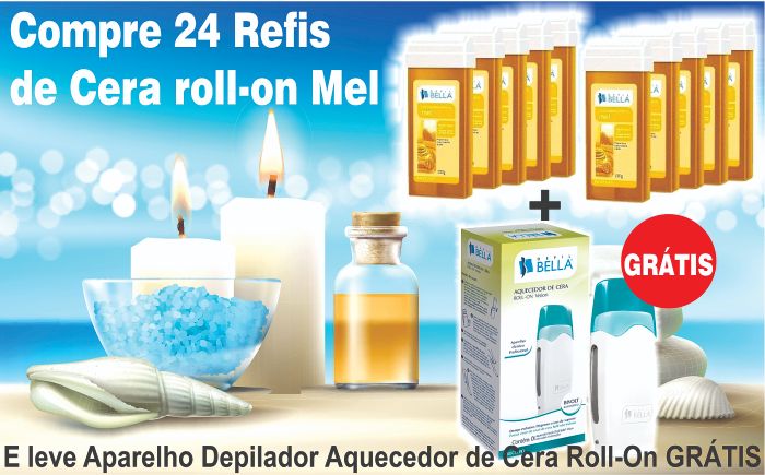 24 Refis Cera Depilatório Roll-On Mel EMBALAGEM: 100g Tradicional.