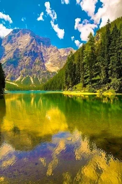 The Lago di Braies homonymous valley.Italy