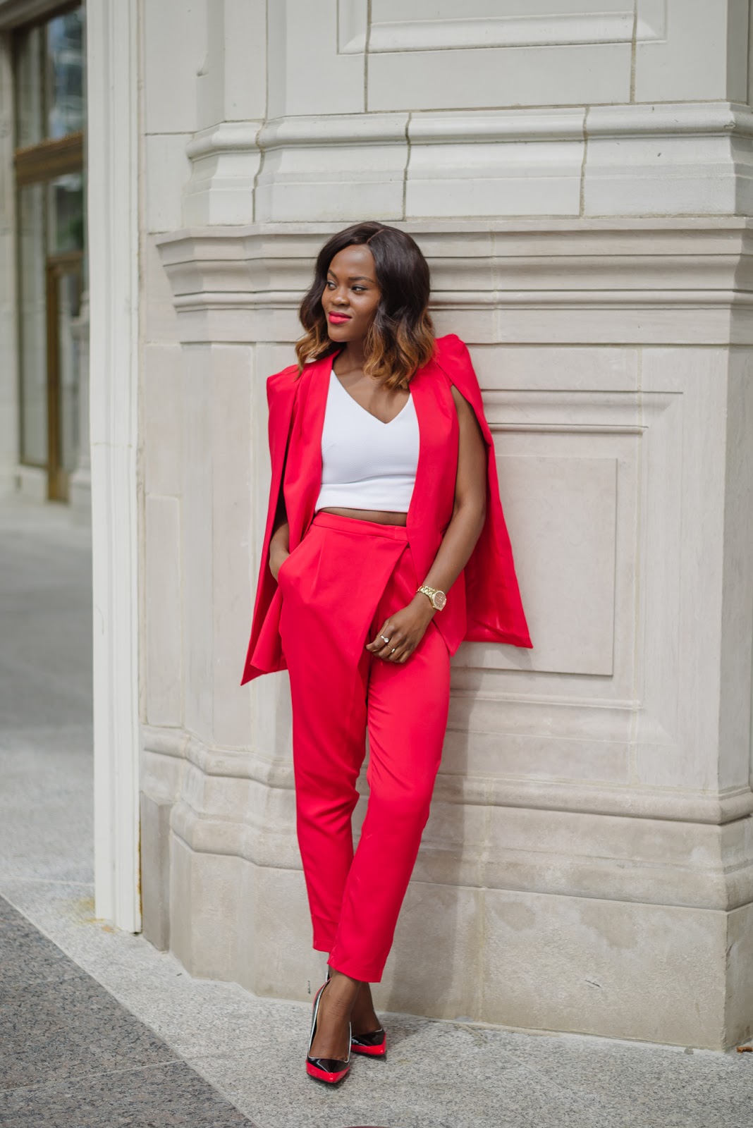 Caped in Red Red pant suit Cranberry Tantrums