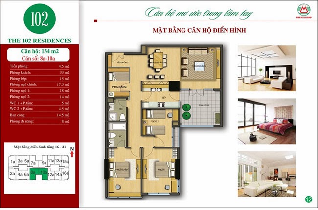thiết kế căn 134m2