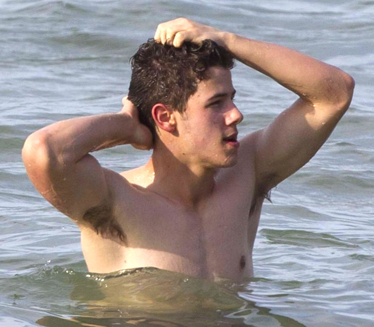 Picture About Nick Jonas Shirtless in the Beach.