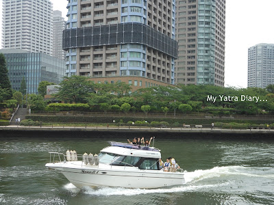 A speeding boat in the Sumida River cruise, Tokyo - Japan