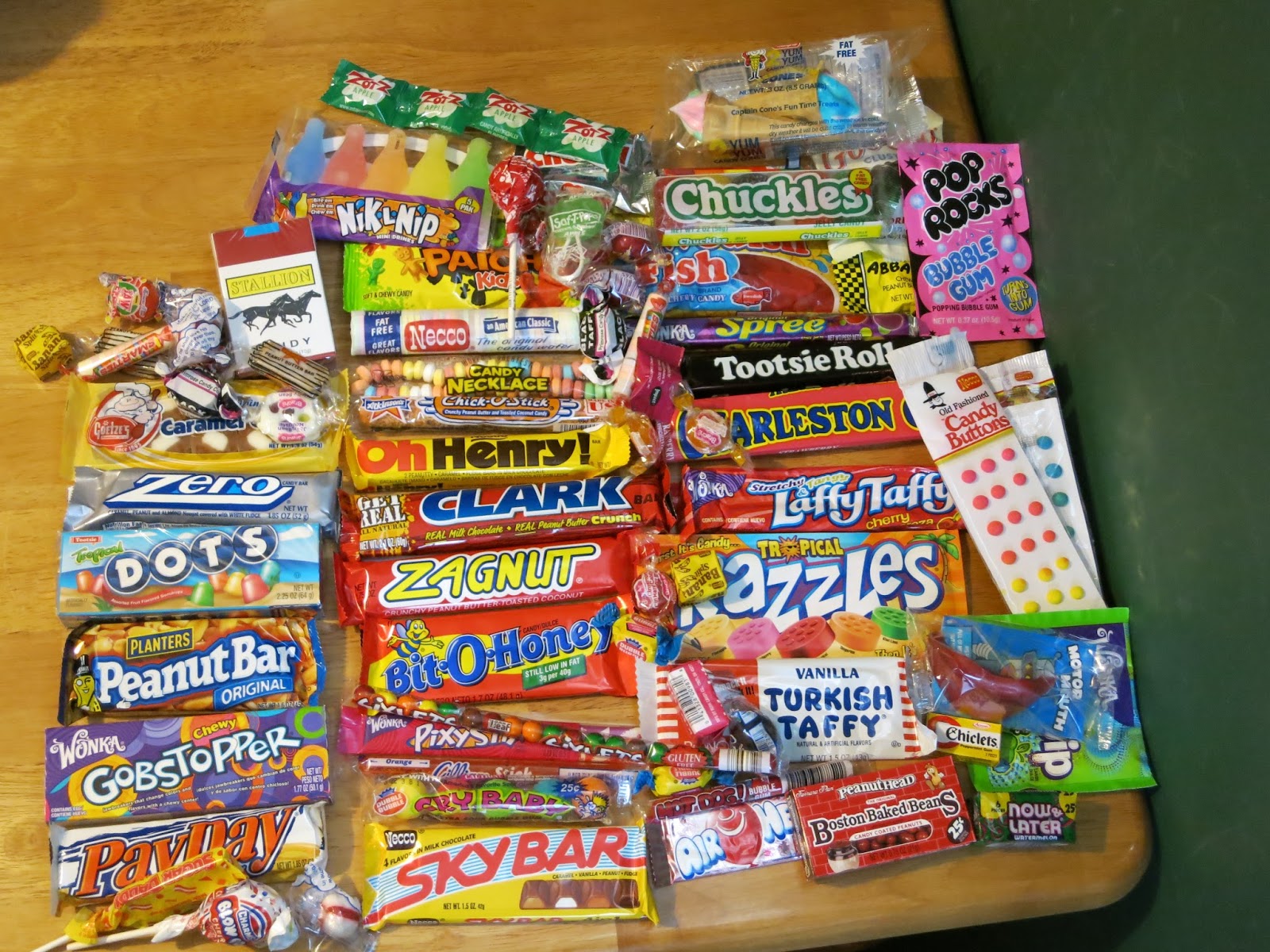 What is a list of different types of candy?