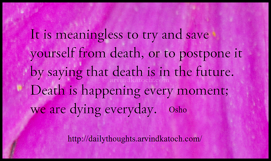 It is meaningless to try and save yourself from death (Daily Thought of