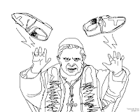 Pope throwing away shoes
