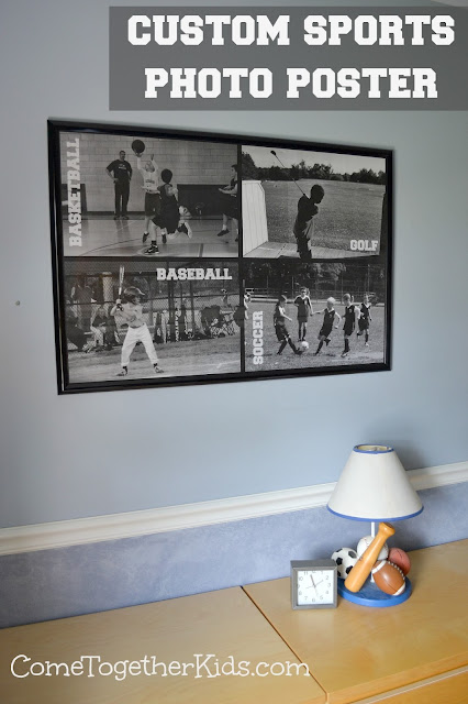 Inexpensive DIY - Make a huge 24x36 sports collage for just a few bucks!