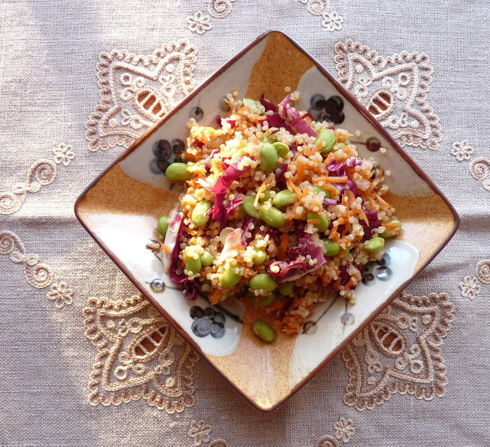 Seasonal Ontario Food Edamame, Carrot, Endive & Quinoa Salad